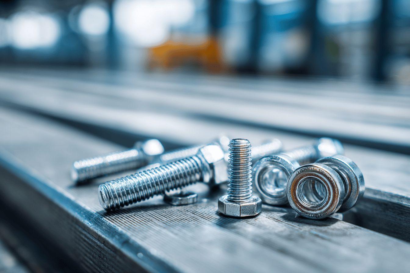 Gros plan sur des boulons et écrous en métal brillant